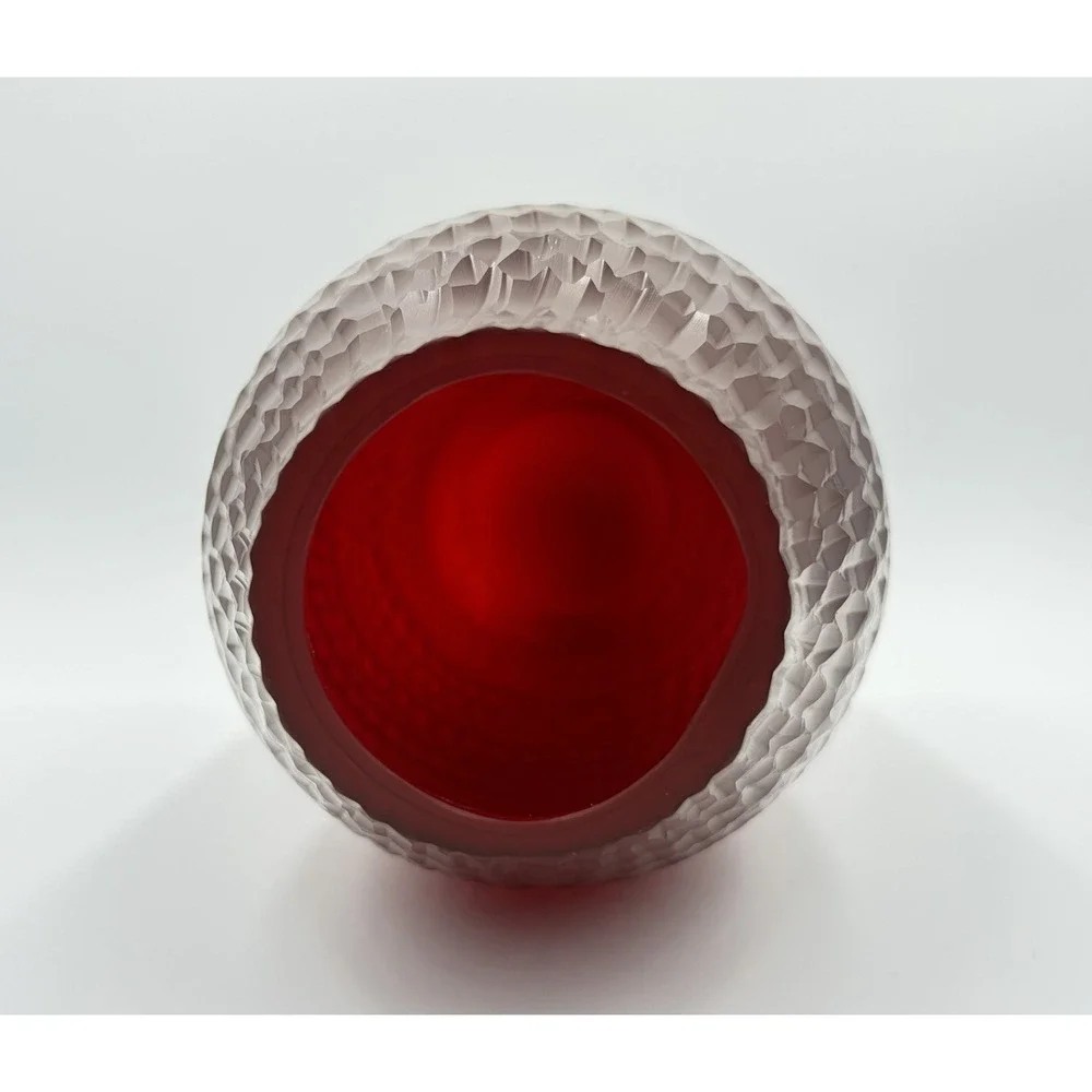 Vintage Ruby Red Flashed Glass Vase Large 15